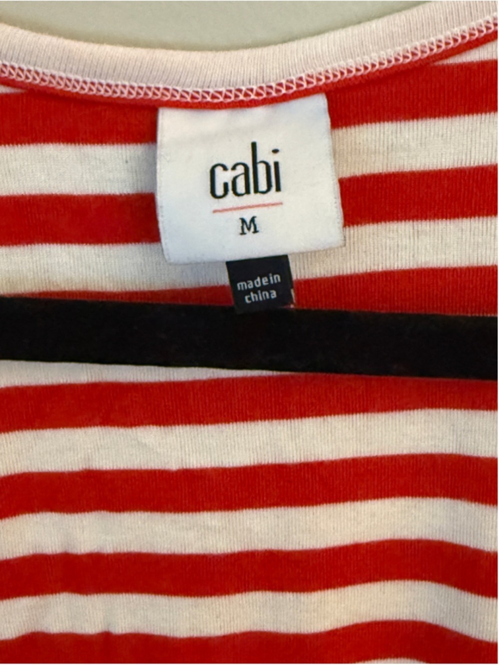 Cabi Shrunken Tee Red and White Raglan Top Size M EUC - Picture 5 of 6